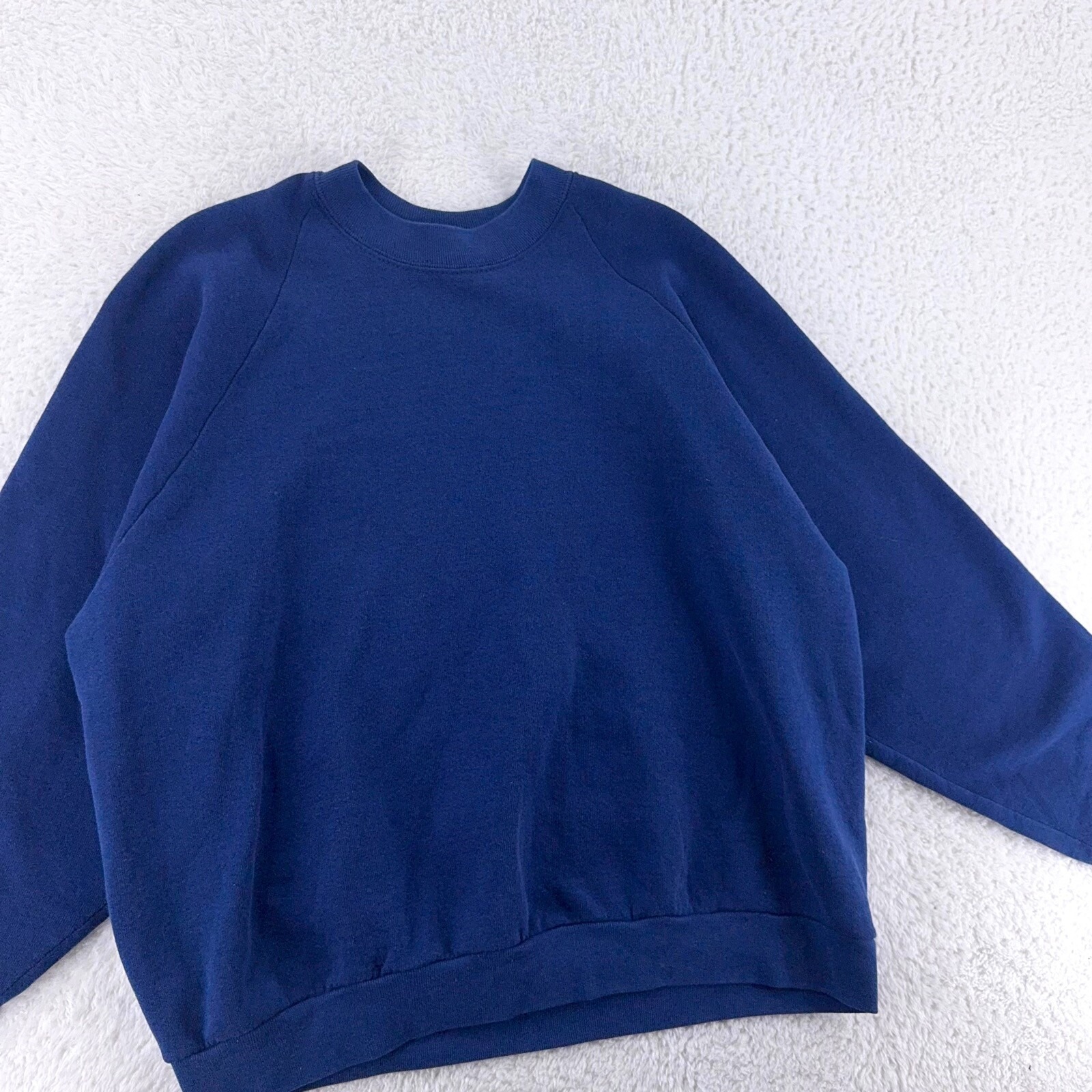 Vintage 90s Blank Blue Fruit Of The Loom Crewneck Sweatshirt Large